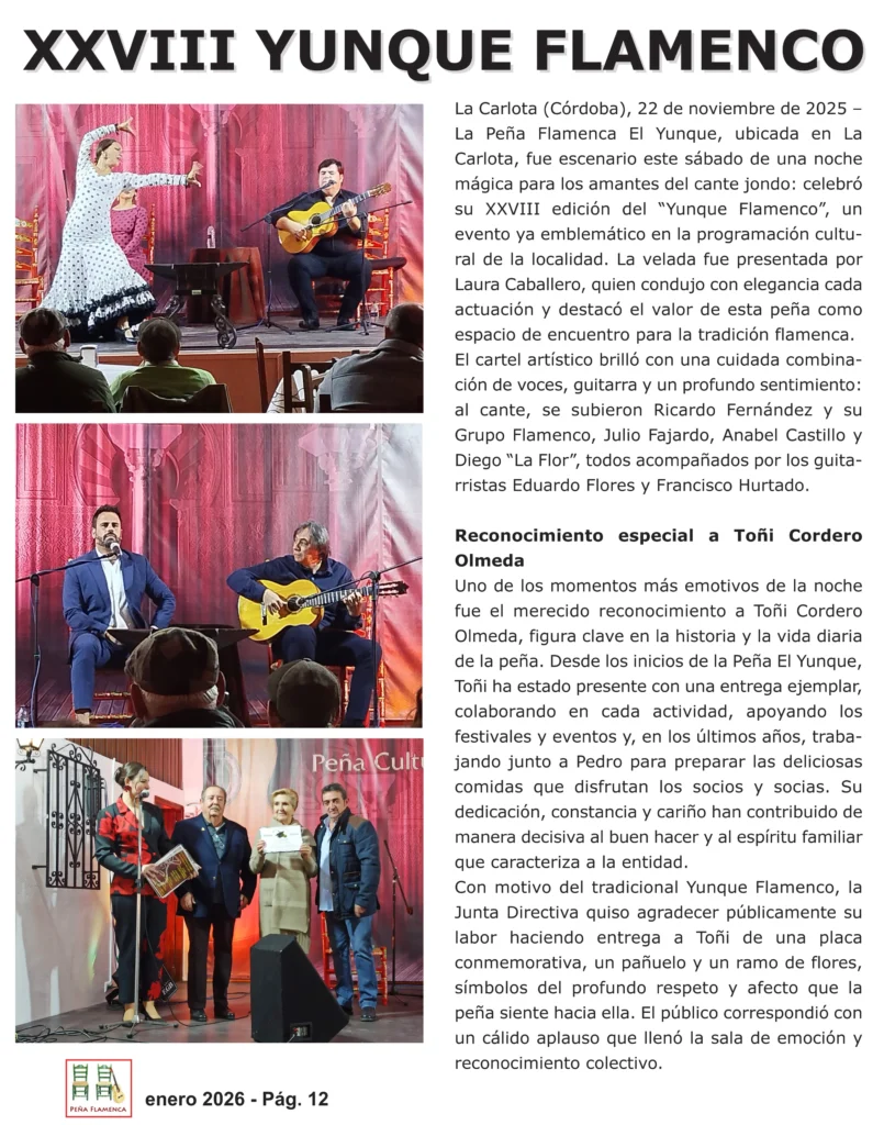 Peña Cultural Flamenca El Yunque Revista Enero 2026