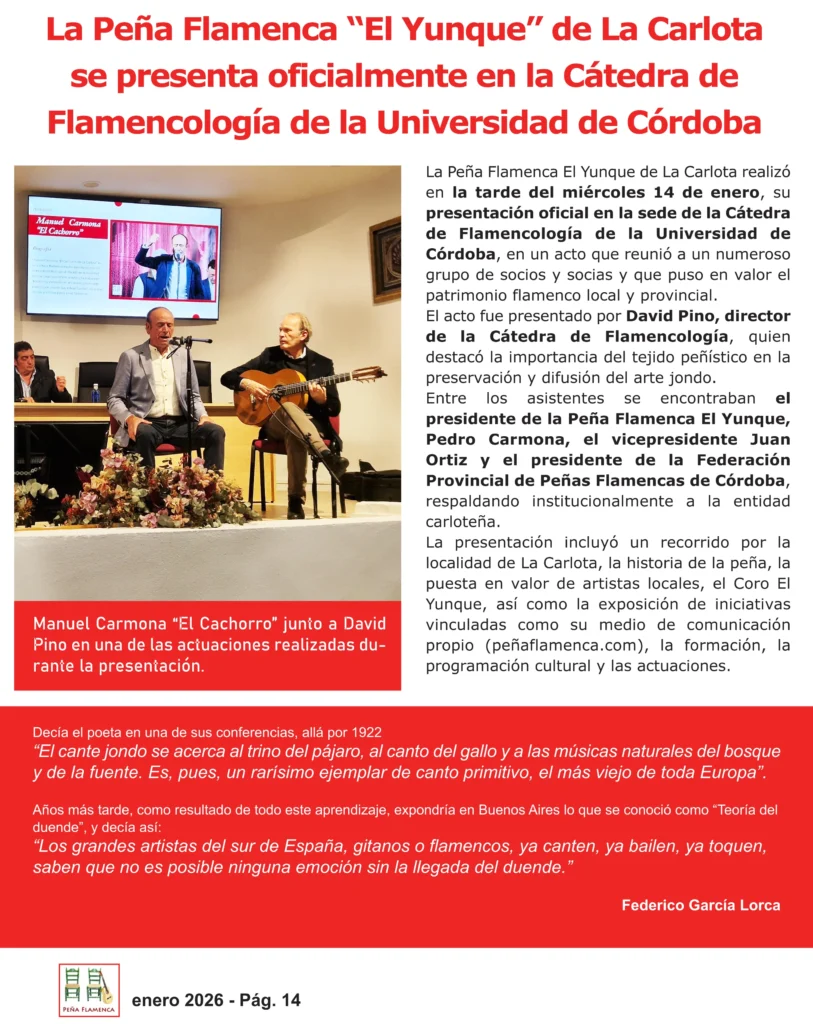 Peña Cultural Flamenca El Yunque Revista Enero 2026