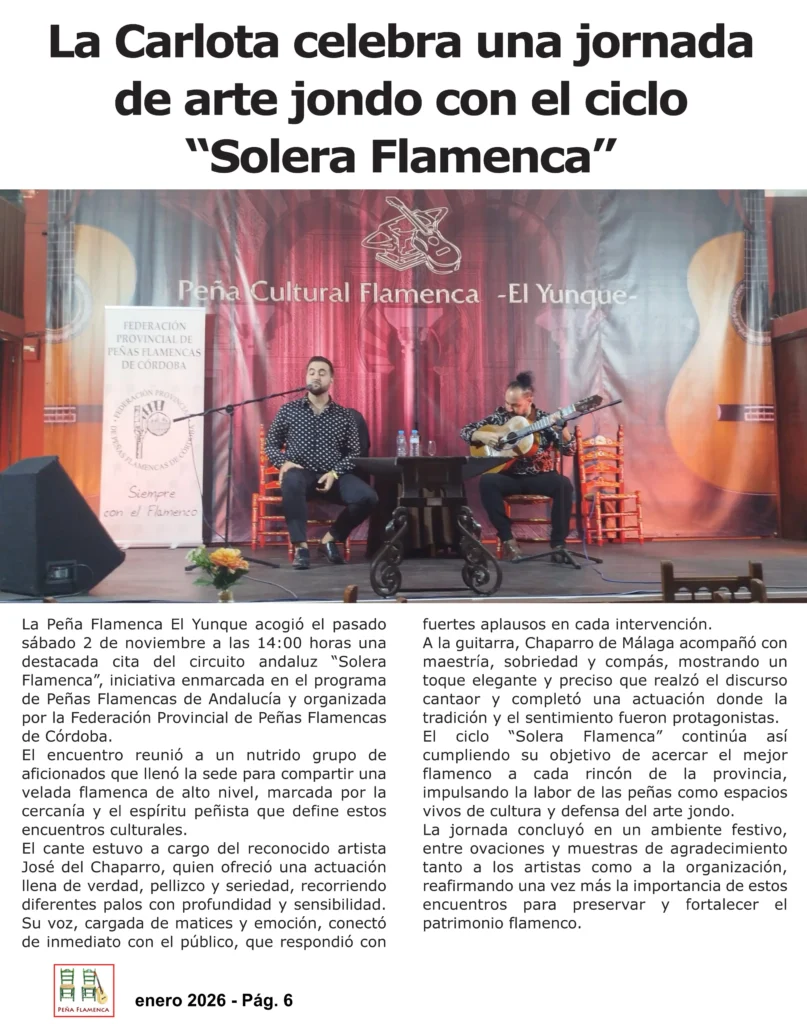 Peña Cultural Flamenca El Yunque Revista Enero 2026