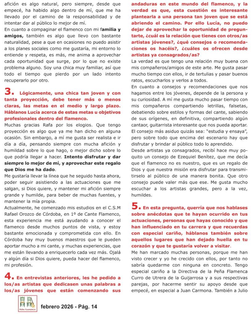 Revista Febrero 2026 Peña Cultural Flamenca El Mirabrás
