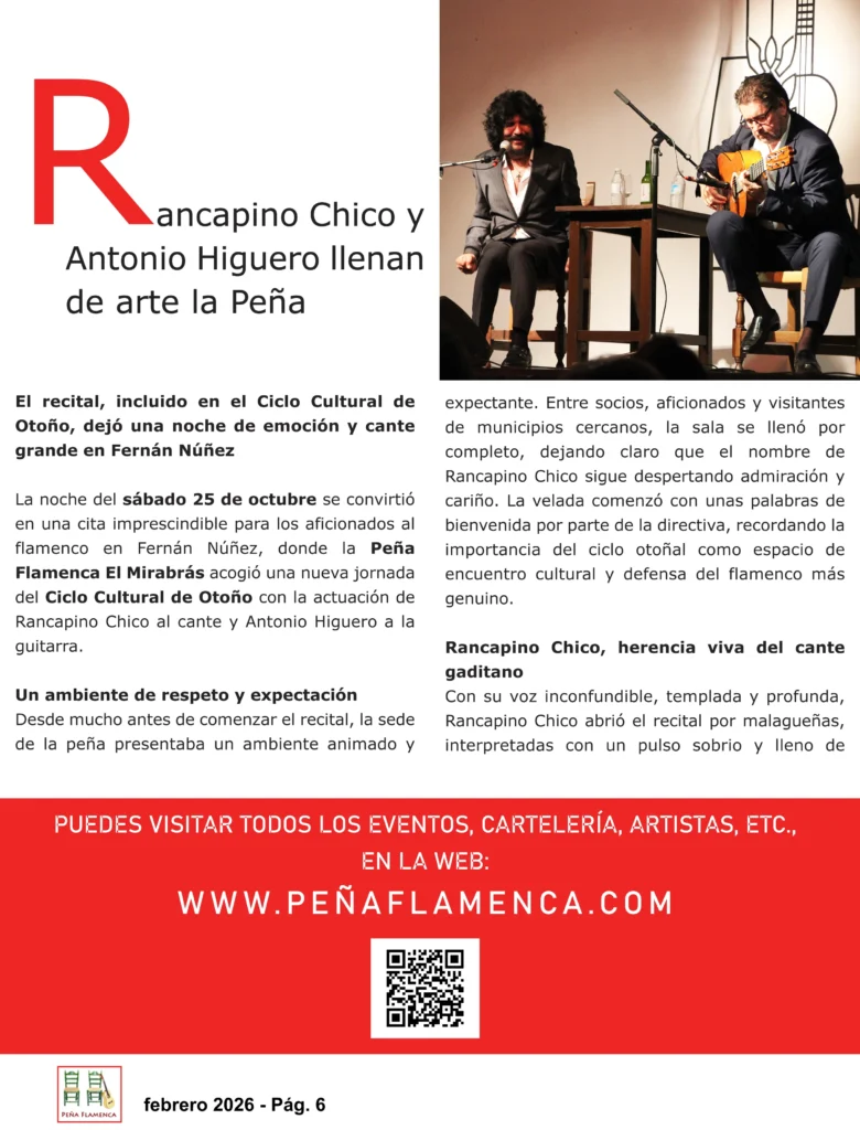 Revista Febrero 2026 Peña Cultural Flamenca El Mirabrás