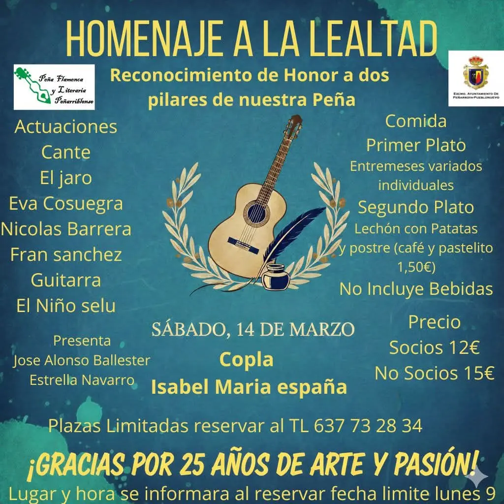 Peña Cultural Flamenca y Literaria Peñarriblense Cartel 2026