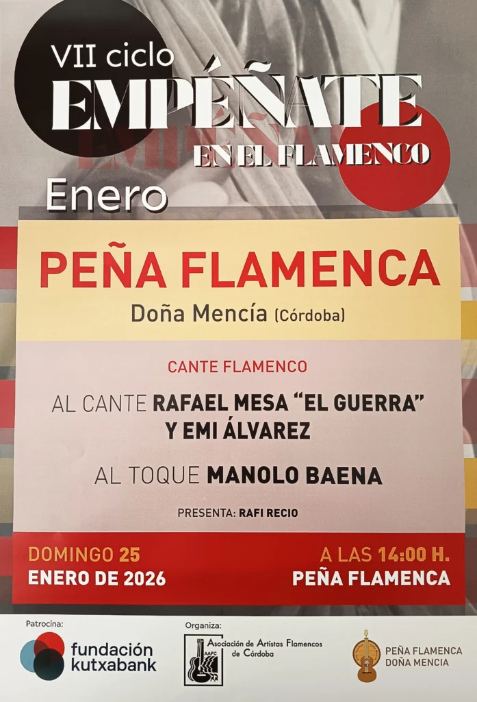 Peña Cultural Flamenca Doña Mencía Cartel 2026