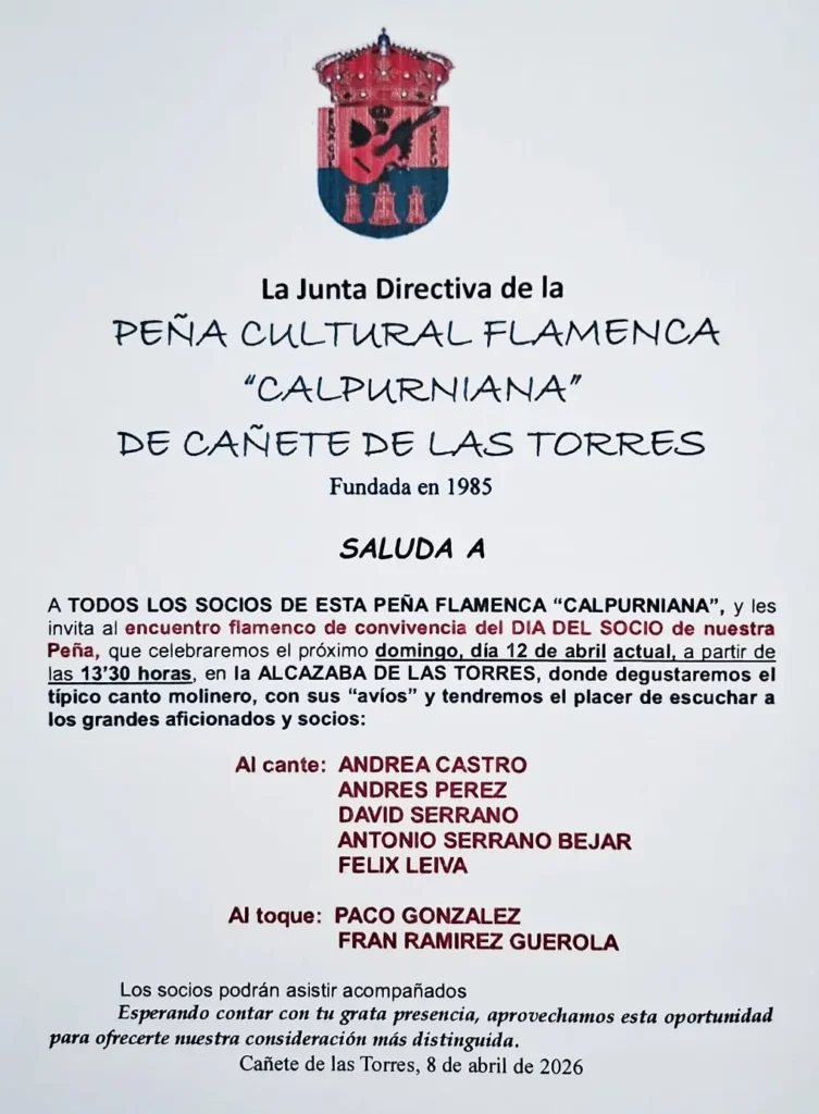 Peña Cultural Flamenca Calpurniana Cartel 2026
