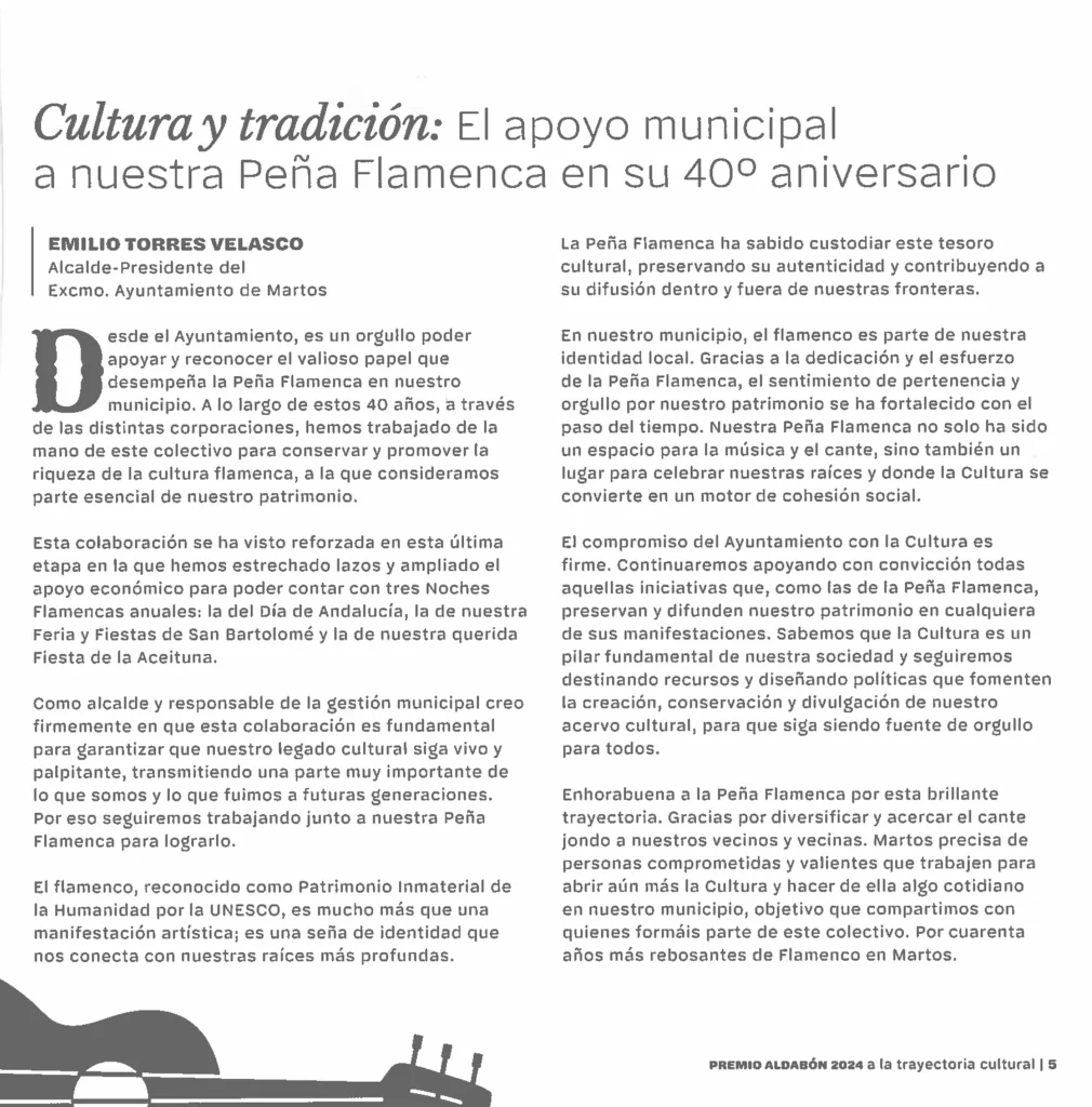 Peña Cultural Flamenca de Martos Revista 40 Años de Arte y Compás