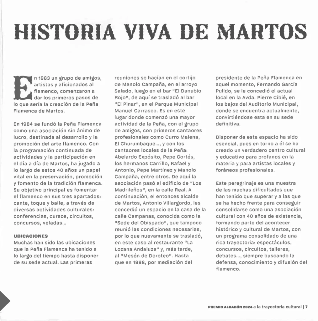 Peña Cultural Flamenca de Martos Revista 40 Años de Arte y Compás