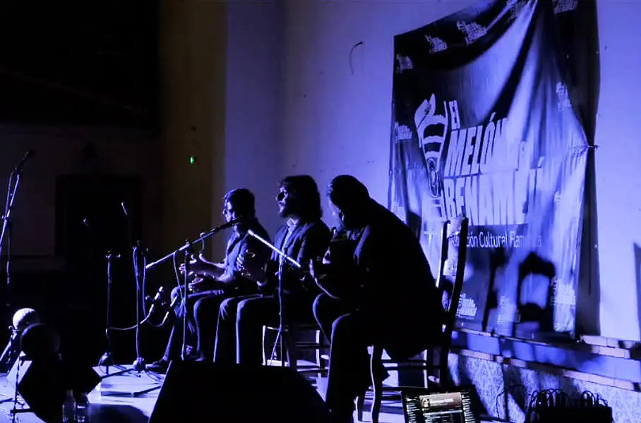 Antonio Reyes, Nono Reyes, Julio Romero, Remedios Reyes, Tate Núñez, Ramoncito Reyes y Ana Reyes en el V Aniversario de la Peña El Melón de Benamejí