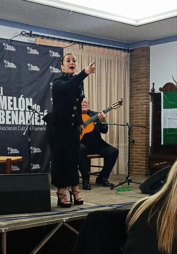 Inmaculada López y Fernando Rodríguez en la Peña Flamenca El Melón de Benamejí
