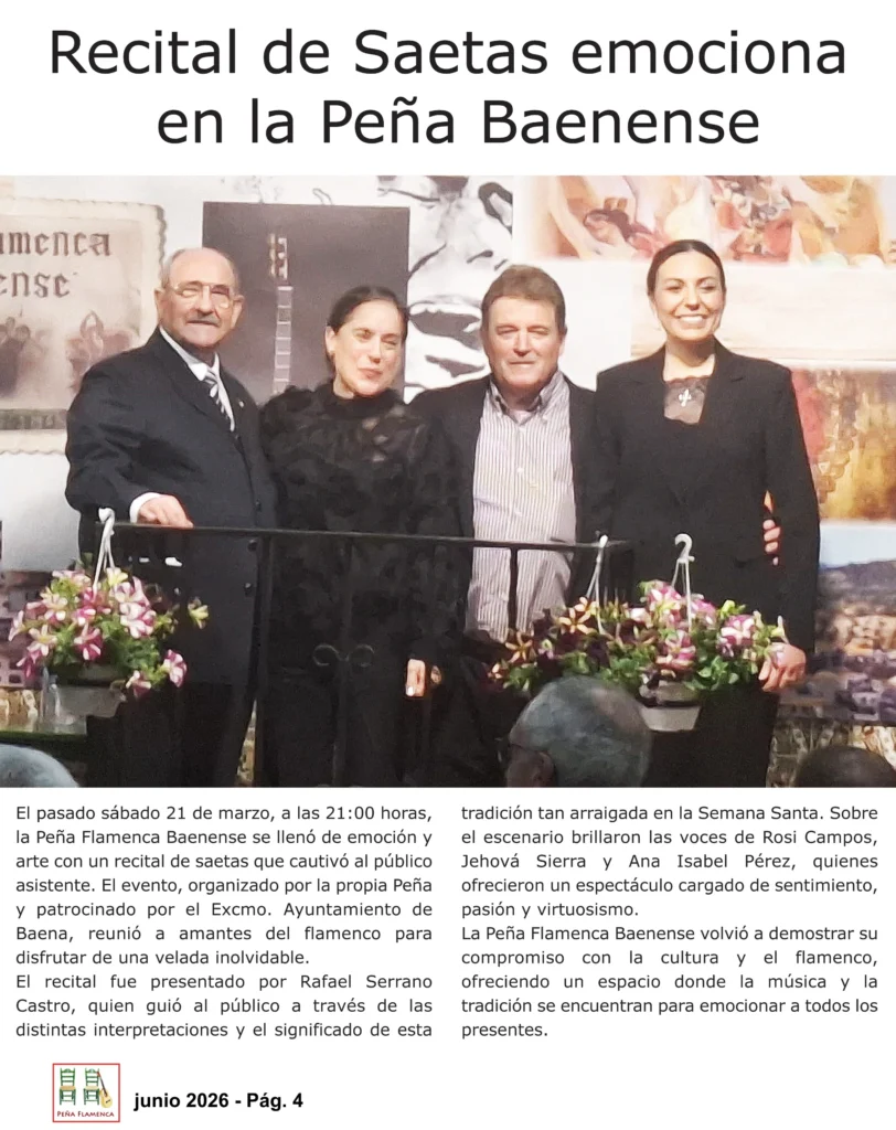 Página de la Revista Flamenca de la Peña Cultural Flamenca Baenense