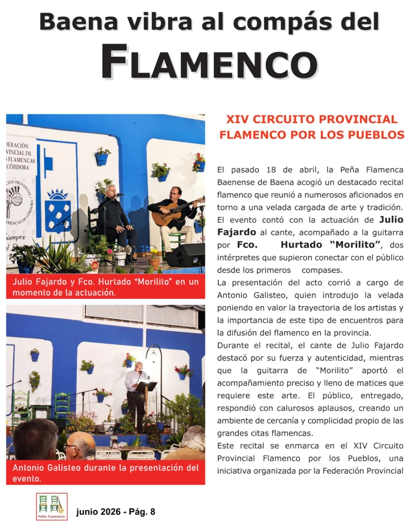Página de la Revista Flamenca de la Peña Cultural Flamenca Baenense