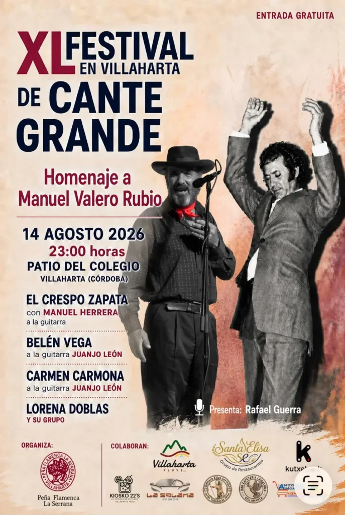 Cartel XL Festival en Villaharta de Cante Grade Homenaje a Manuel Valero Rubio Peña Flamenca La Serrana