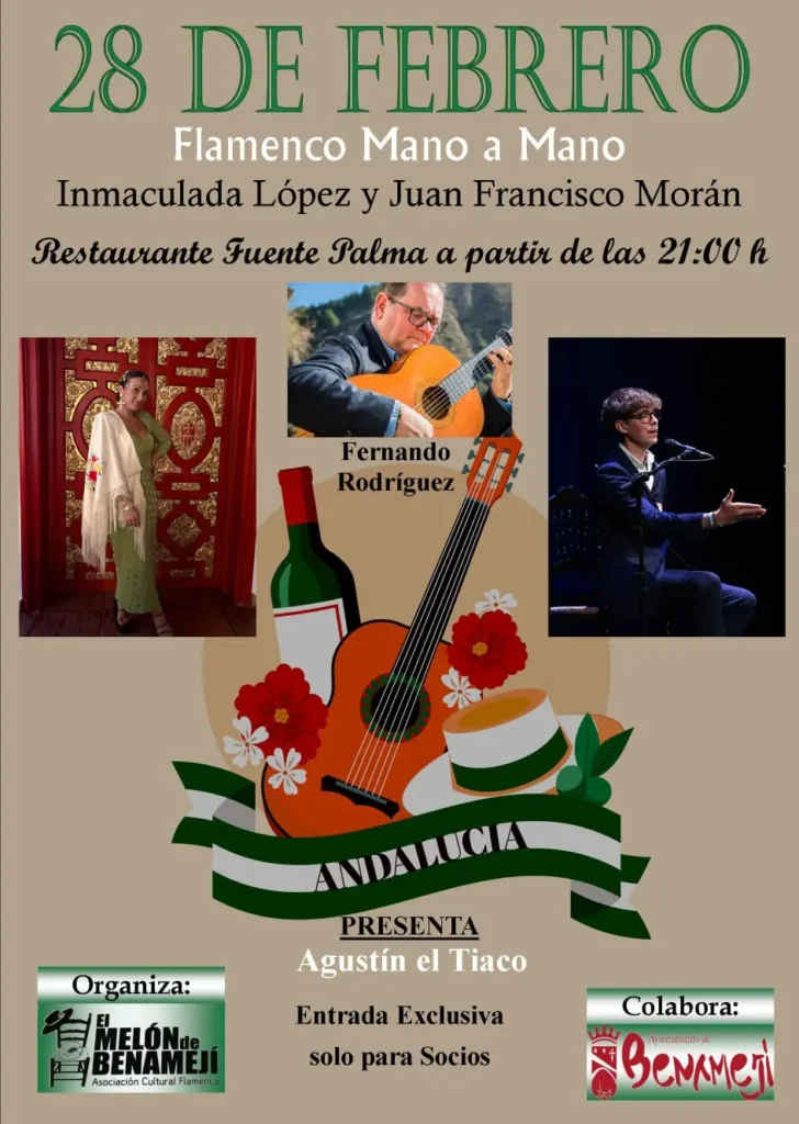 Cartel Flamenco Mano a Mano Peña Flamenca El Melón de Benamejí
