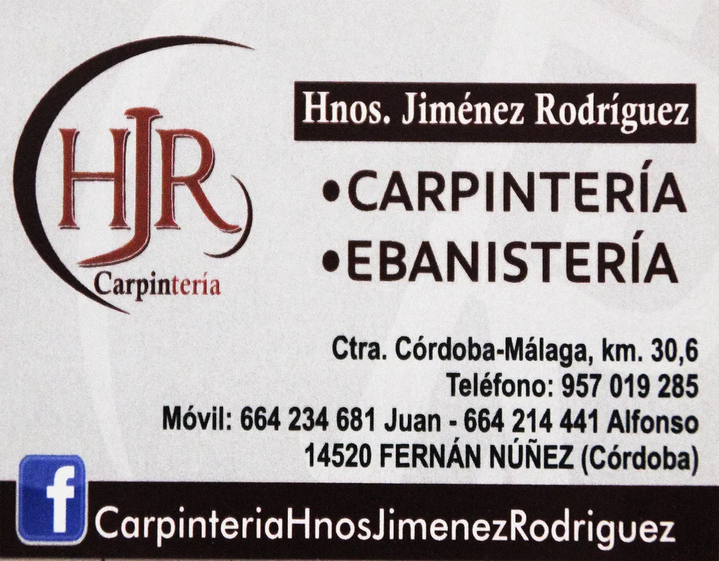 Publicidad Hermanos Jiménez Rodríguez Carpintería Ebanistería Fernán Núñez