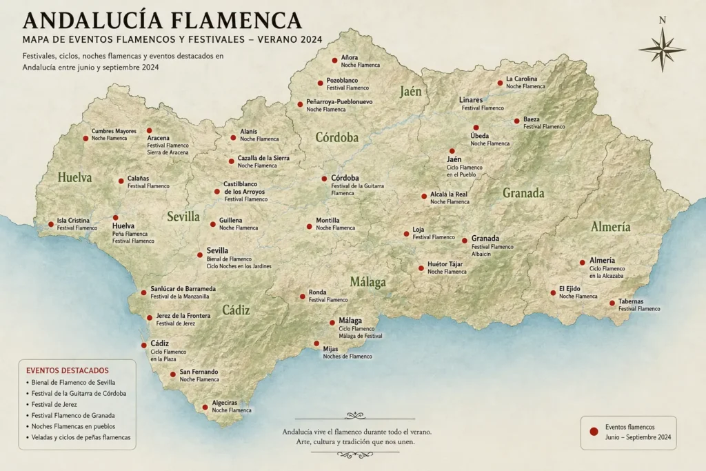 Festivales flamencos en Andalucía el 29 de agosto de 2026