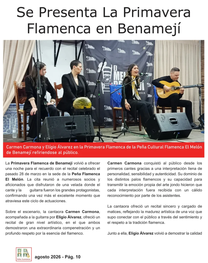 Revista Flamenco Julio 2026 Peña El Melón de Benamejí Página 10