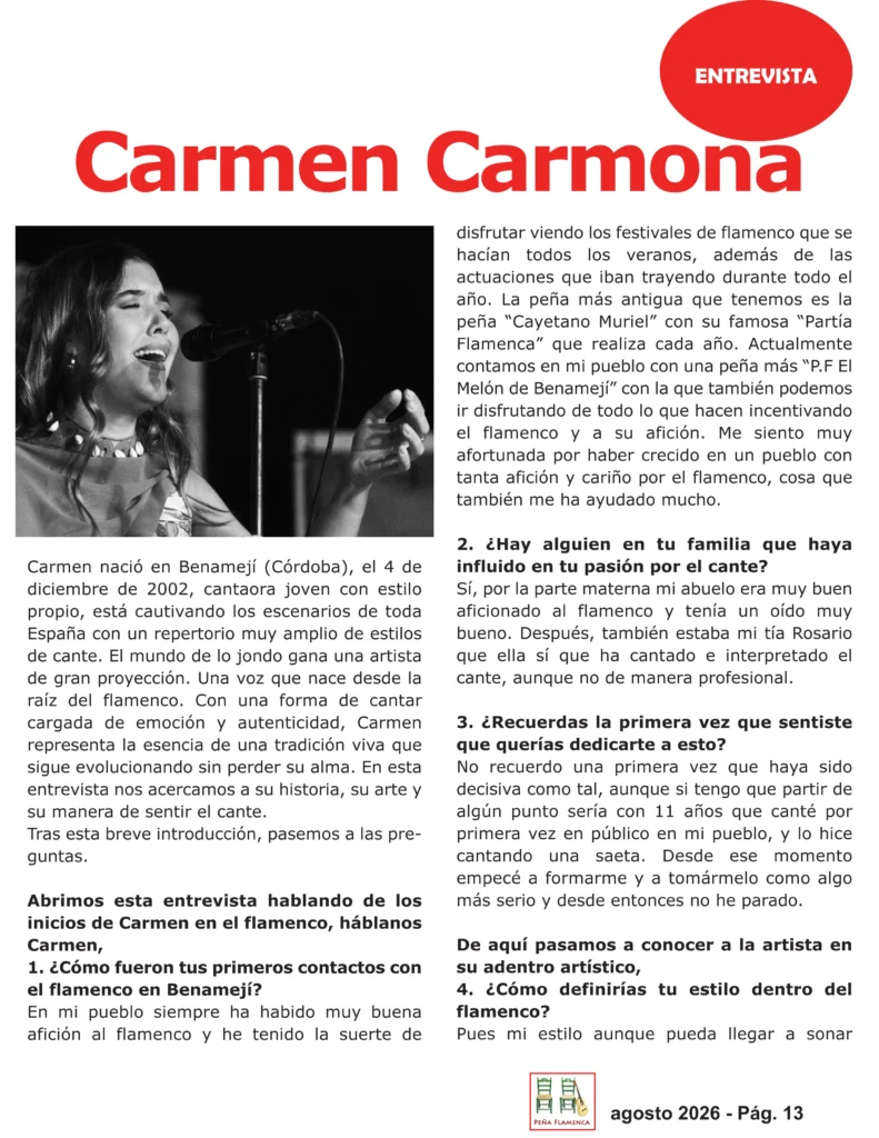 Revista Flamenco Julio 2026 Peña El Melón de Benamejí Página 13