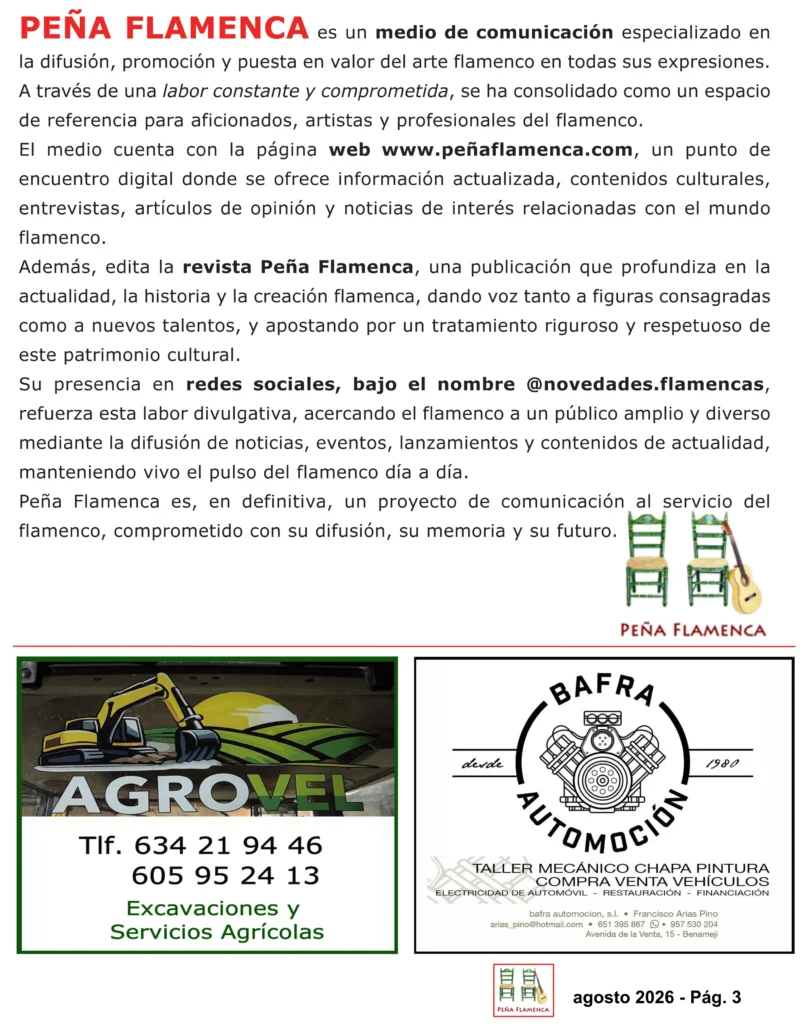 Revista Flamenco Julio 2026 Peña El Melón de Benamejí Página 3