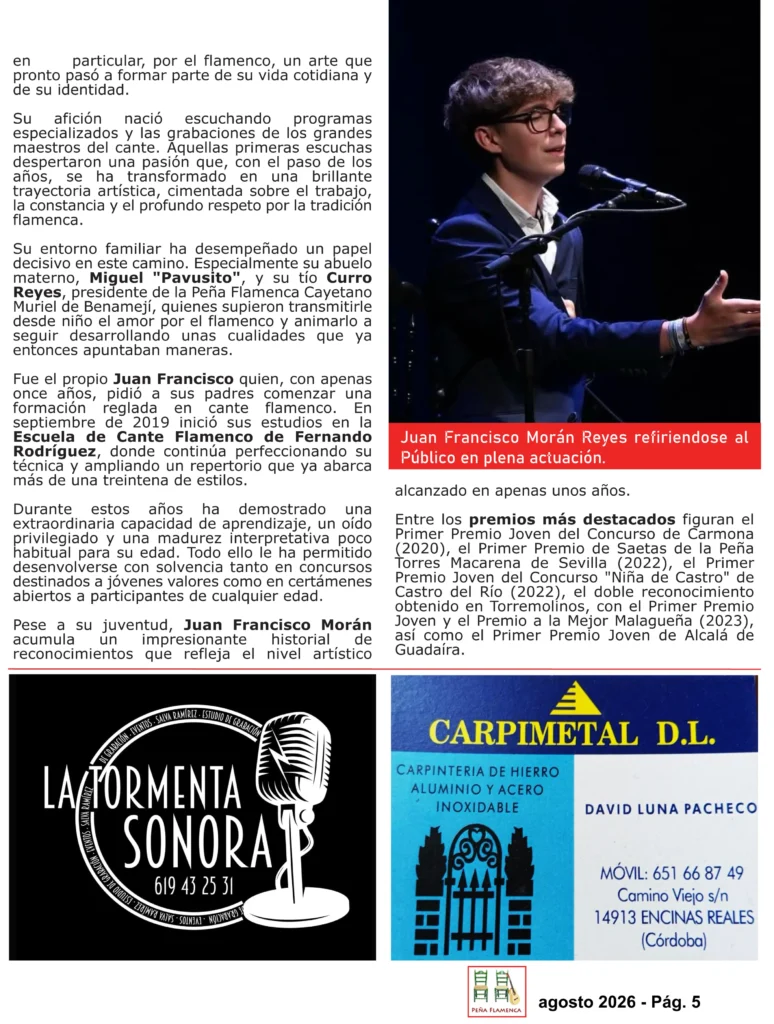 Revista Flamenco Julio 2026 Peña El Melón de Benamejí Página 5