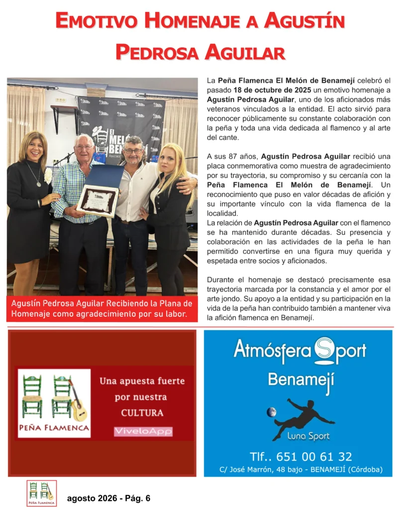 Revista Flamenco Julio 2026 Peña El Melón de Benamejí Página 6