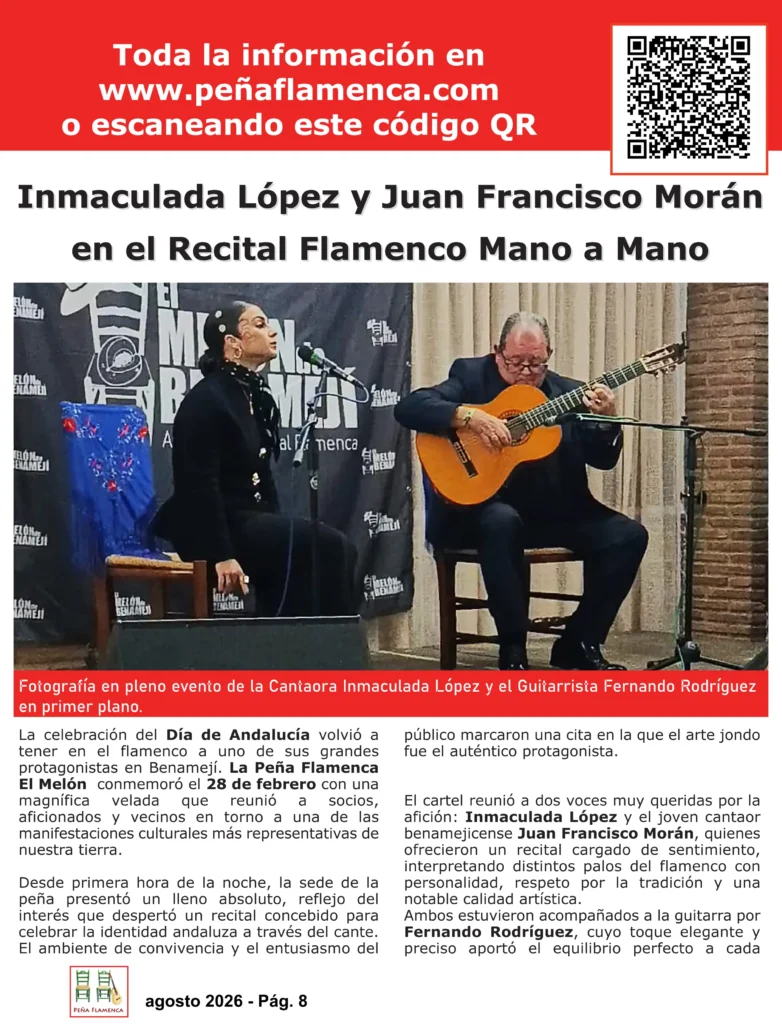 Revista Flamenco Julio 2026 Peña El Melón de Benamejí Página 8