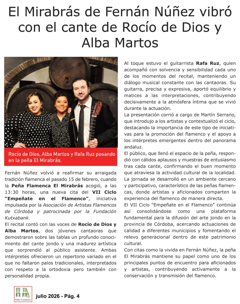 Revista Flamenco Julio 2026 Peña El Mirabrás Página 4