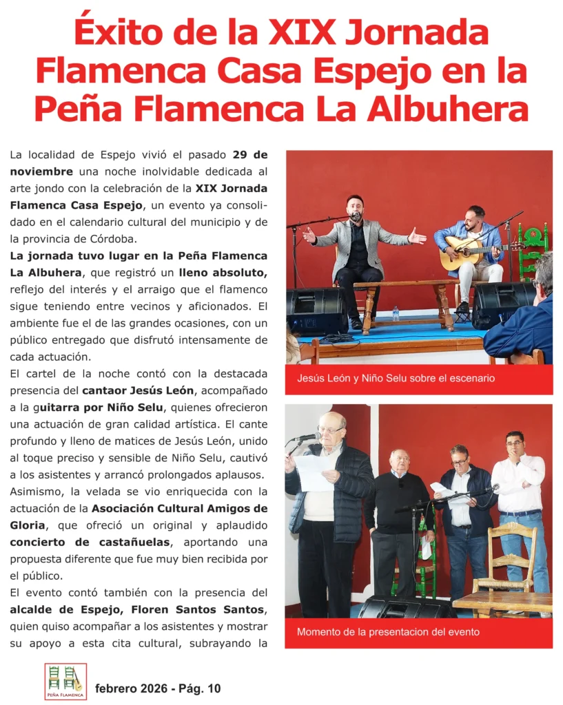 Revista Flamenca Febrero 2026 de la Peña Cultural Flamenca La Albuhera Página 10