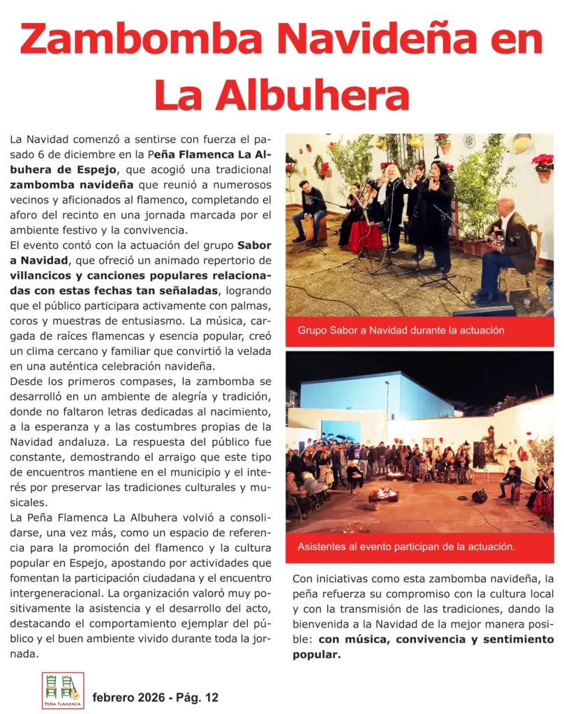 Revista Flamenca Febrero 2026 de la Peña Cultural Flamenca La Albuhera Página 12