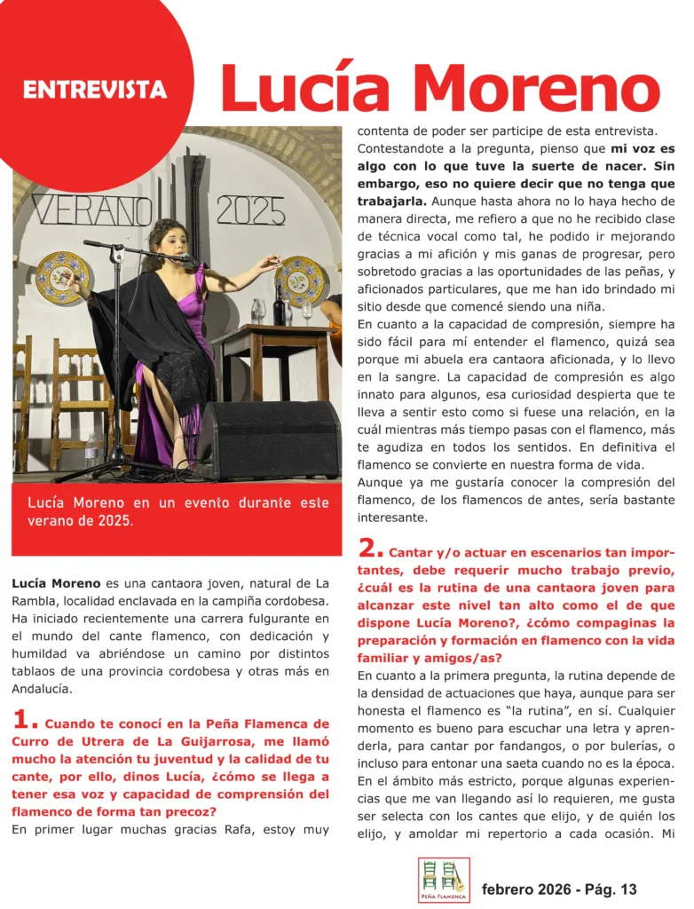 Revista Flamenca Febrero 2026 de la Peña Cultural Flamenca La Albuhera Página 13