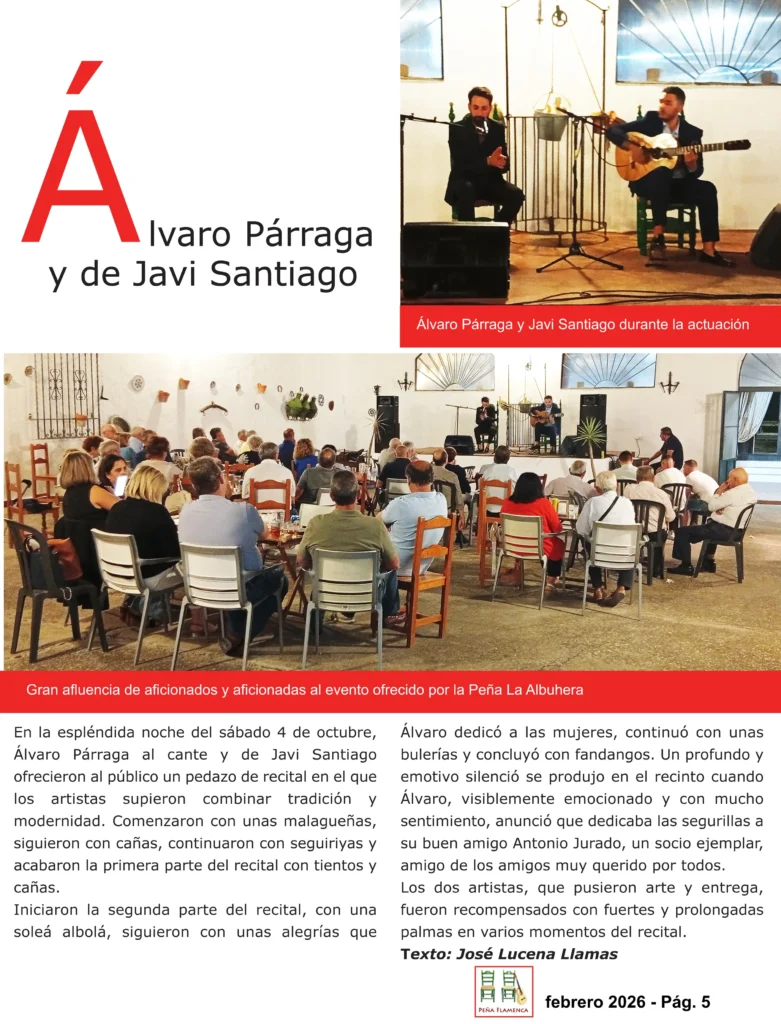 Revista Flamenca Febrero 2026 de la Peña Cultural Flamenca La Albuhera Página 5