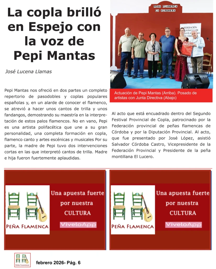 Revista Flamenca Febrero 2026 de la Peña Cultural Flamenca La Albuhera Página 6