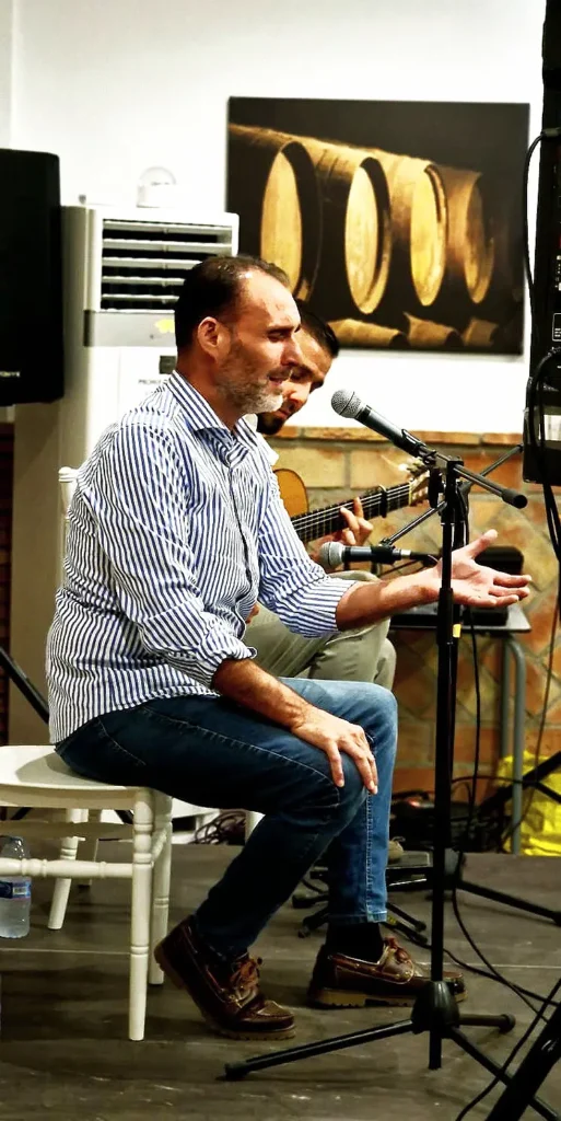 Raúl Alcantara junto a Mariano Delgado en la Presentación del Cartel del Festival Flamenco en Los Lagares de Moriles
