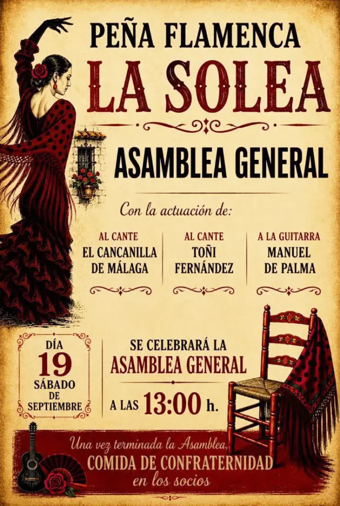 Asamblea General Peña Cultural Flamenca La Soleá 19 de Septiembre