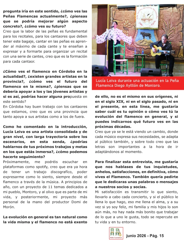 Revista Flamenco Junio 2026 Peña Diego Ayllón Página 15