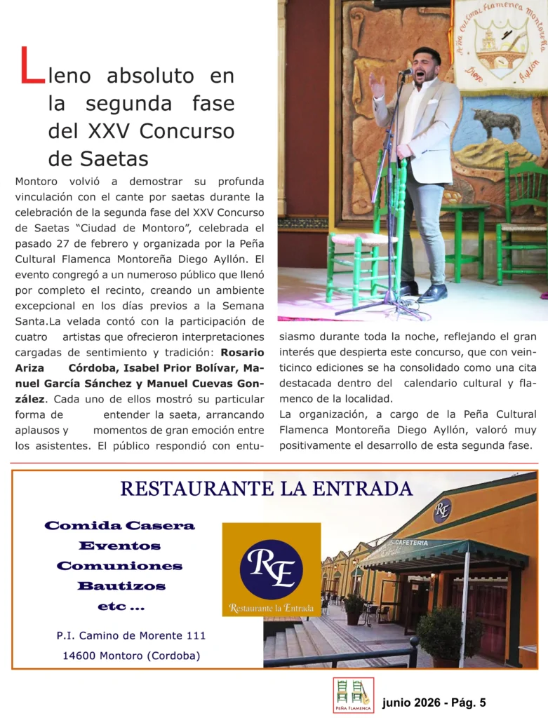 Revista Flamenco Junio 2026 Peña Diego Ayllón Página 5