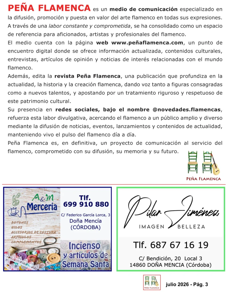 Revista Flamenco Julio 2026 Peña Doña Mencía Página 3