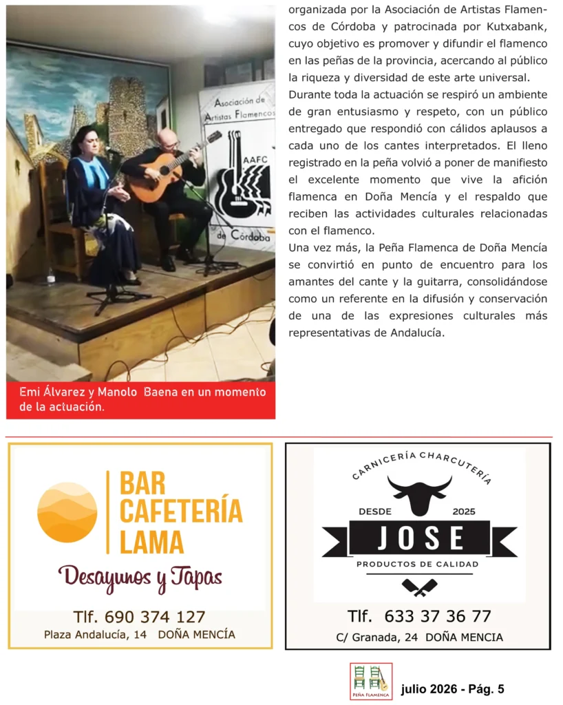 Revista Flamenco Julio 2026 Peña Doña Mencía Página 5