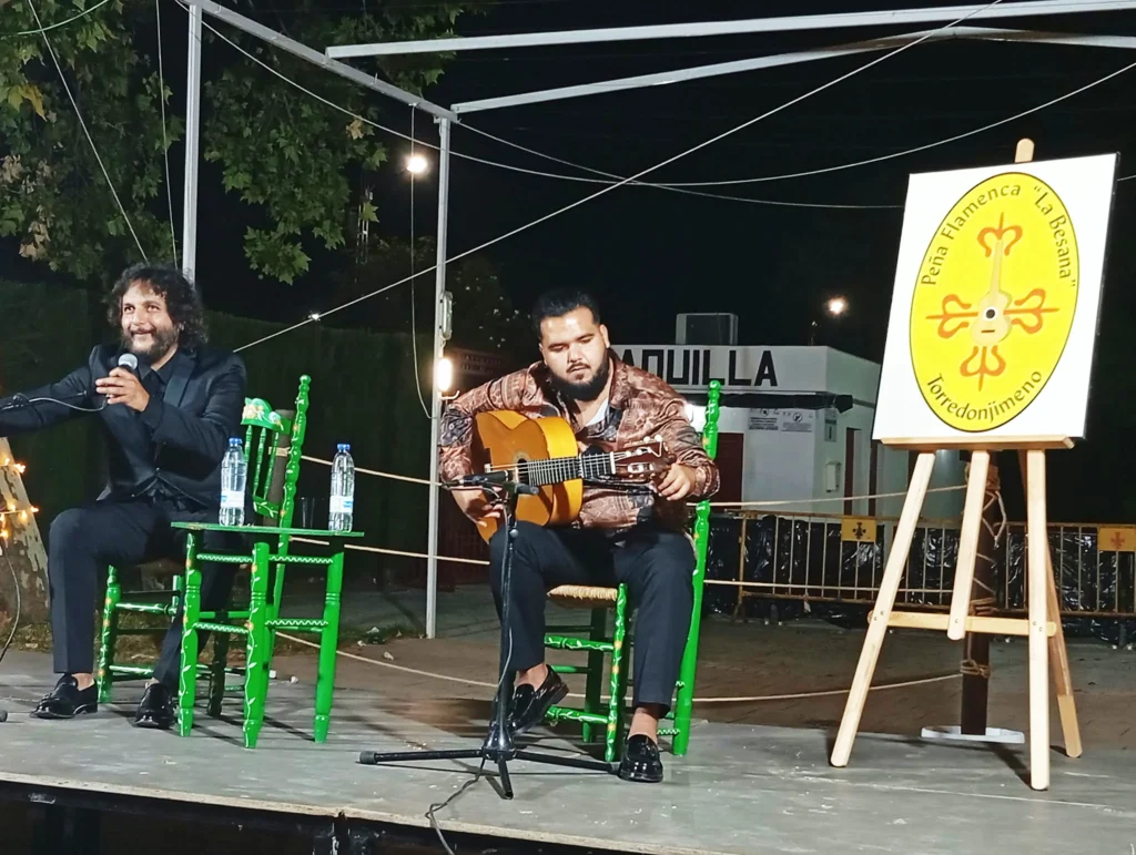Fotografía de Antonio Reyes y Nono Reyes en la Velada Flamenca de Peña Flamenca La Besana