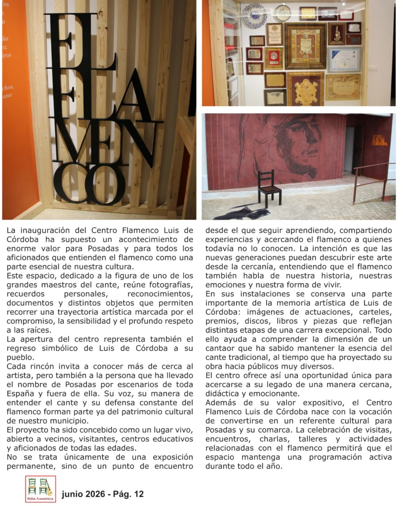 Revista Flamenco Julio 2026 Peña Luis de Córdoba Página 12