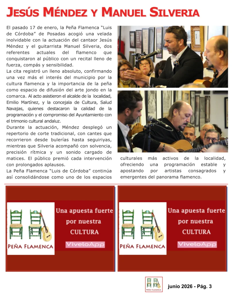 Revista Flamenco Julio 2026 Peña Luis de Córdoba Página 3