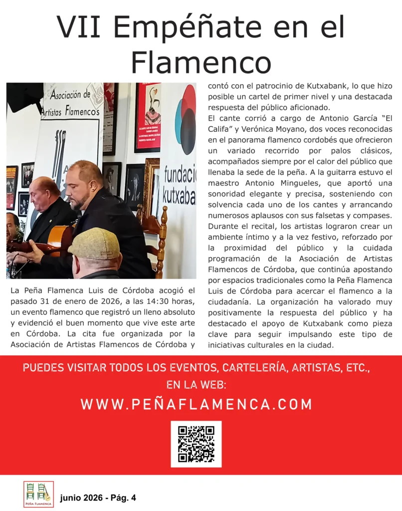 Revista Flamenco Julio 2026 Peña Luis de Córdoba Página 4