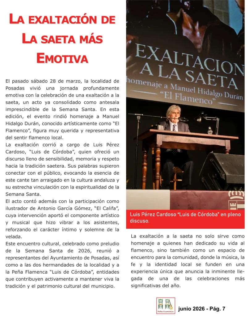 Revista Flamenco Julio 2026 Peña Luis de Córdoba Página 7