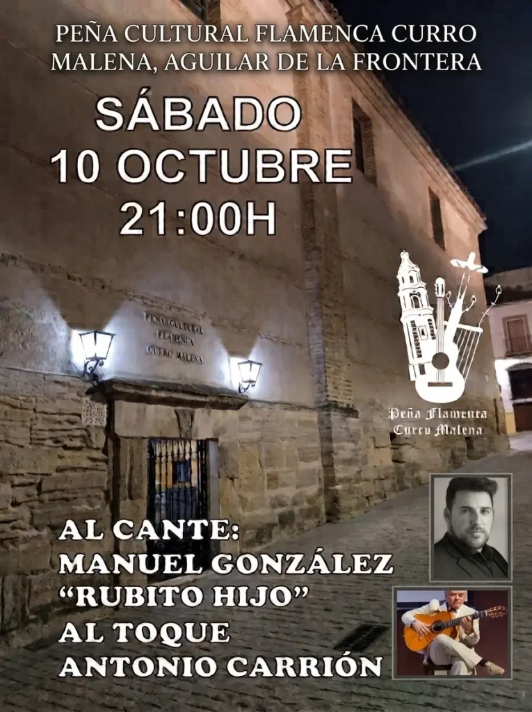Cartel Manuel González "Rubito Hijo" en la Peña Cultural Flamenca Curro Malena
