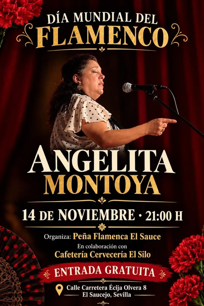 Cartel Día Mundial del Flamenco Angelita Montoya 14 de Noviembre Peña Cultural Flamenca El Sauce
