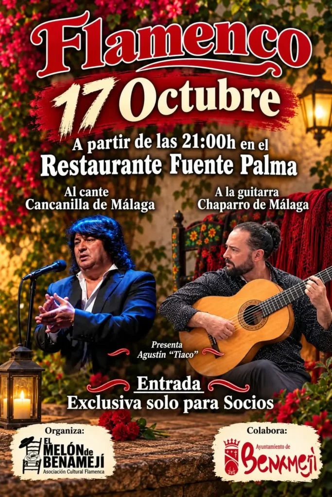 Cartel Flamenco 17 de Octubre Peña Cultural Flamenca El Melón de Benamejí