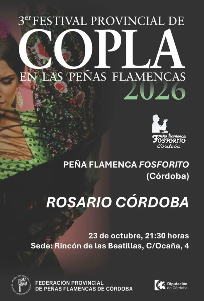 Cartel 3º Festival Provincial de Copla en las Peñas Flamencas 2026 Peña Cultural Flamenca Fosforito