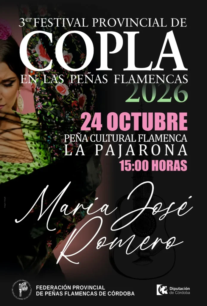 Cartel 3º Festival Provincial de Copla en las Peñas Flamencas 2026 Peña Cultural Flamenca La Pajarona